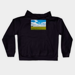 Windmill farm on green meadow Kids Hoodie